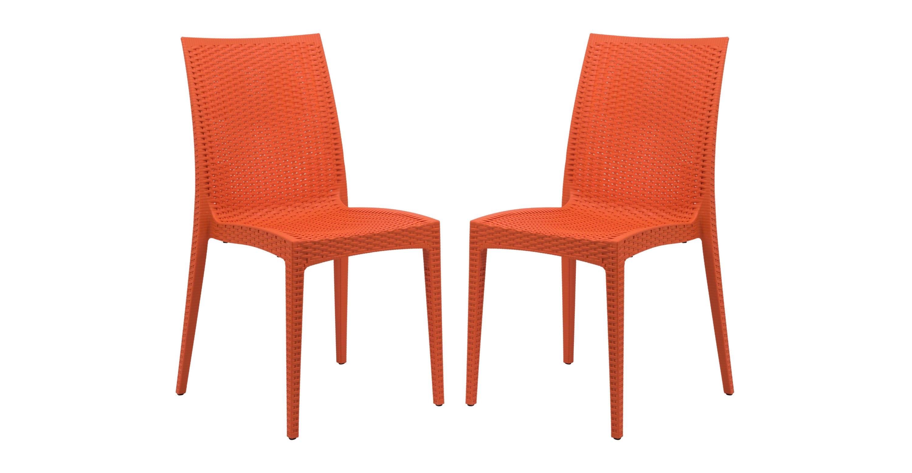 Mace Patio Outdoor Dining Chair with Weave Design in Polypropylene Orange