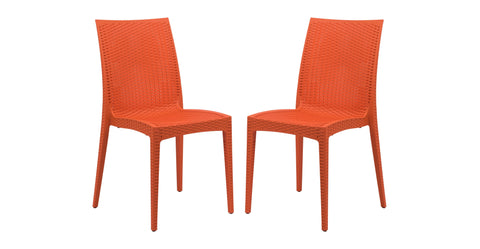 Mace Patio Outdoor Dining Chair with Weave Design in Polypropylene Orange