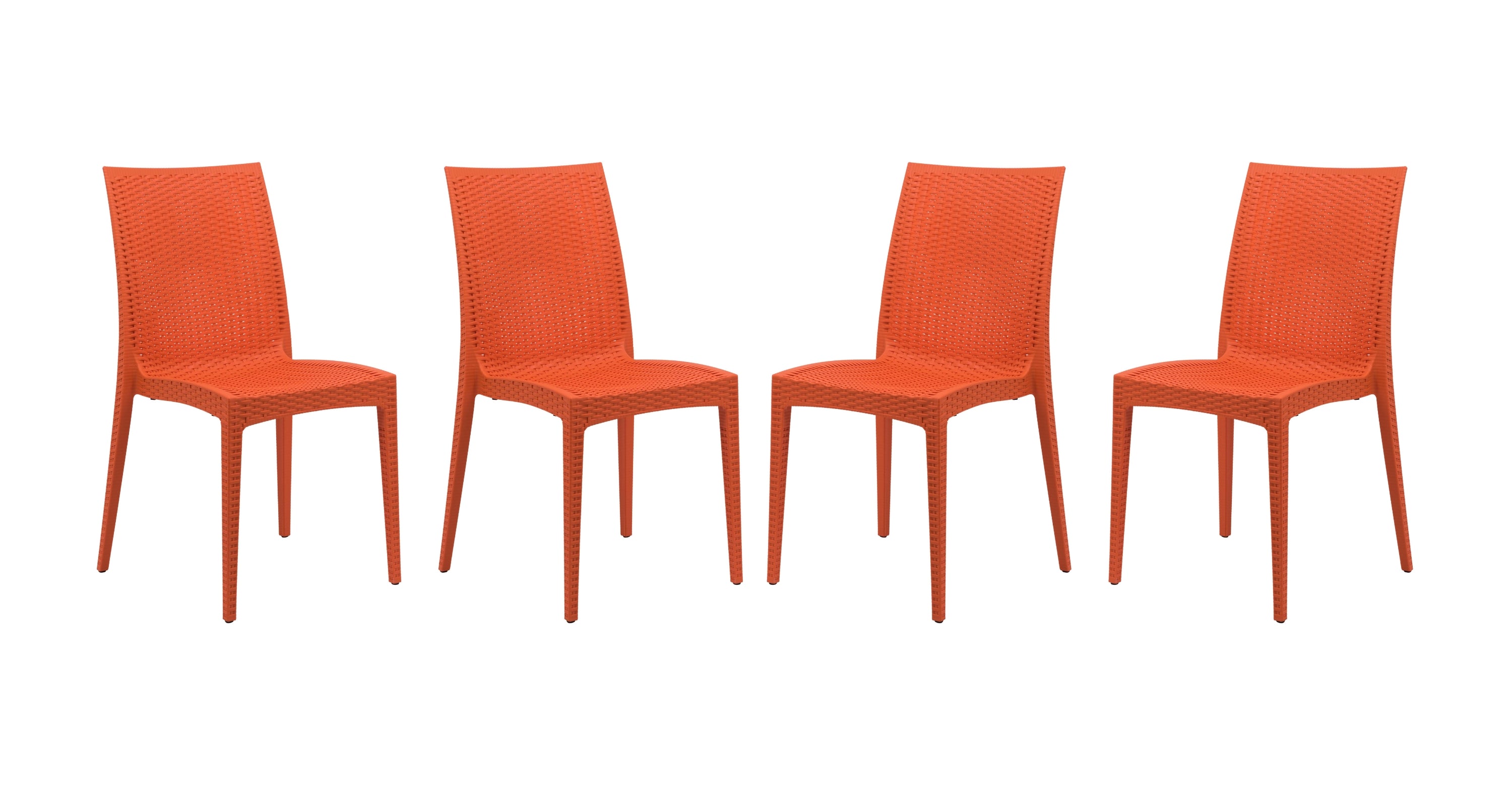 Mace Patio Outdoor Dining Chair with Weave Design in Polypropylene Orange