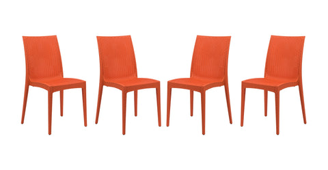 Mace Patio Outdoor Dining Chair with Weave Design in Polypropylene Orange