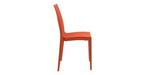 Mace Patio Outdoor Dining Chair with Weave Design in Polypropylene Orange