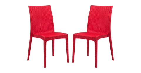 Mace Patio Outdoor Dining Chair with Weave Design in Polypropylene Red