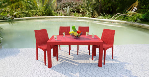 Mace Patio Outdoor Dining Chair with Weave Design in Polypropylene Red