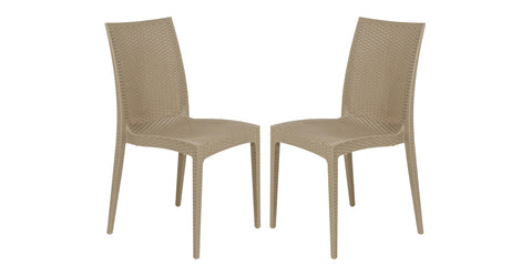 Mace Patio Outdoor Dining Chair with Weave Design in Polypropylene Taupe