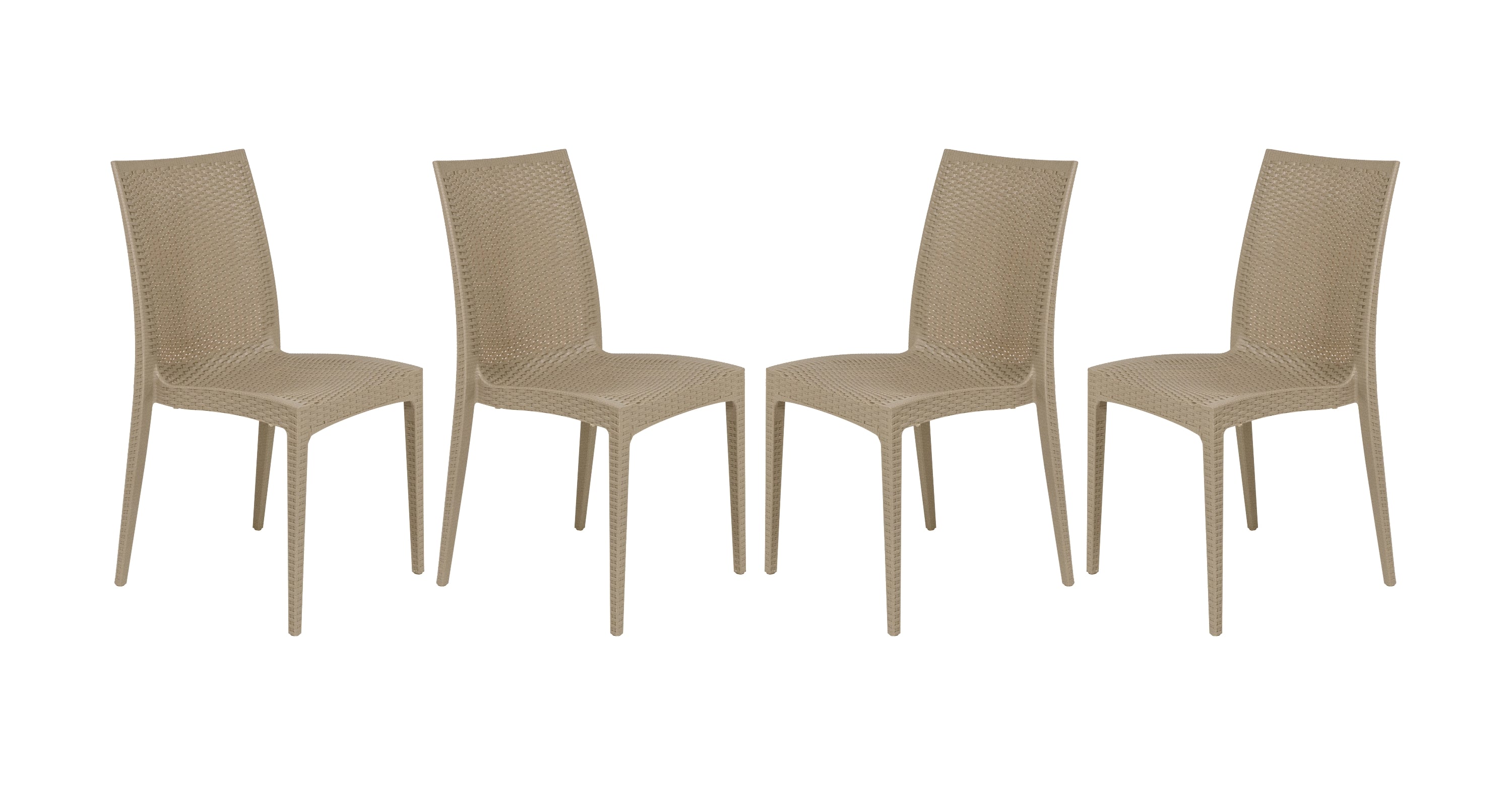 Mace Patio Outdoor Dining Chair with Weave Design in Polypropylene Taupe