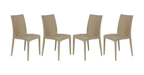 Mace Patio Outdoor Dining Chair with Weave Design in Polypropylene Taupe