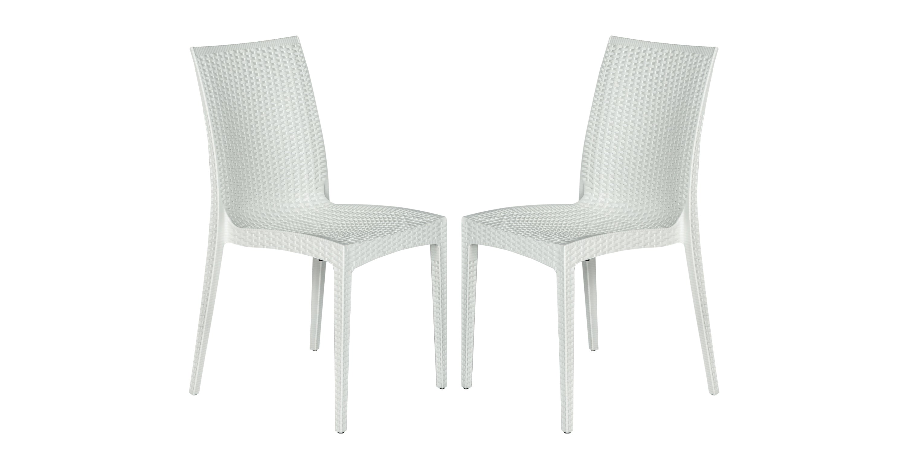 Mace Patio Outdoor Dining Chair with Weave Design in Polypropylene White