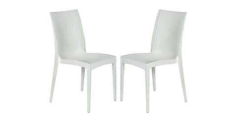 Mace Patio Outdoor Dining Chair with Weave Design in Polypropylene White