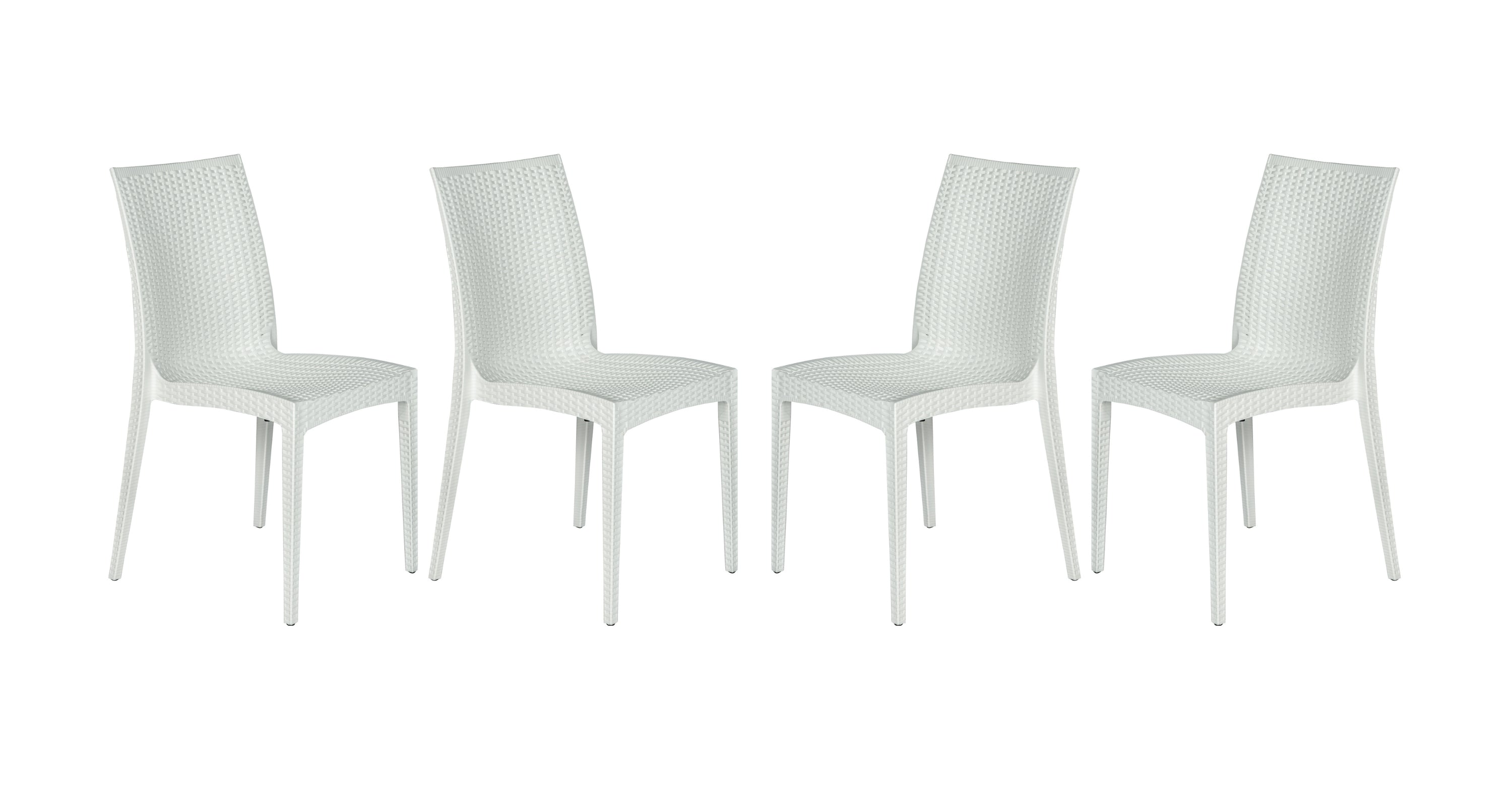 Mace Patio Outdoor Dining Chair with Weave Design in Polypropylene White