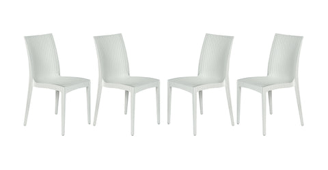 Mace Patio Outdoor Dining Chair with Weave Design in Polypropylene White