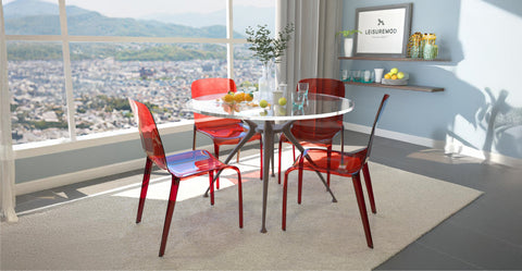 Murray Stackable Dining Side Chair in Plastic Red