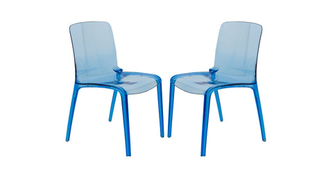 Murray Stackable Dining Side Chair in Plastic Blue