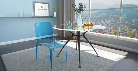 Murray Stackable Dining Side Chair in Plastic Blue