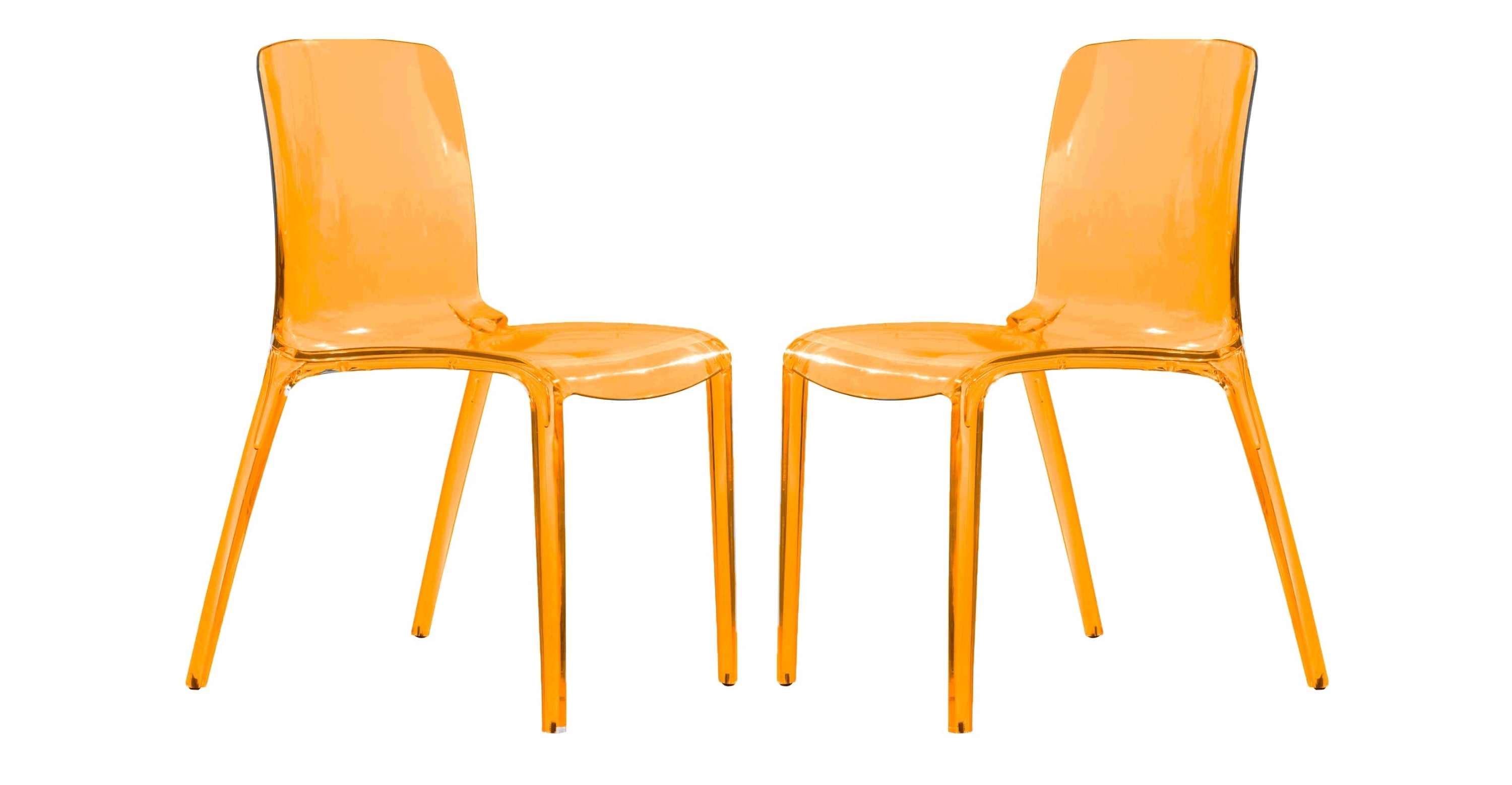 Murray Stackable Dining Side Chair in Plastic Transparent Orange