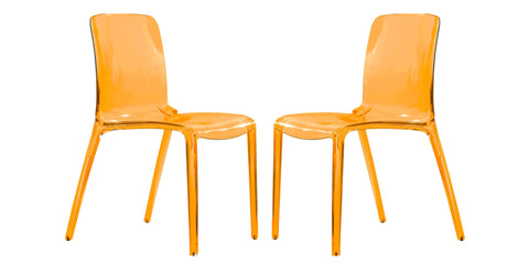 Murray Stackable Dining Side Chair in Plastic Transparent Orange