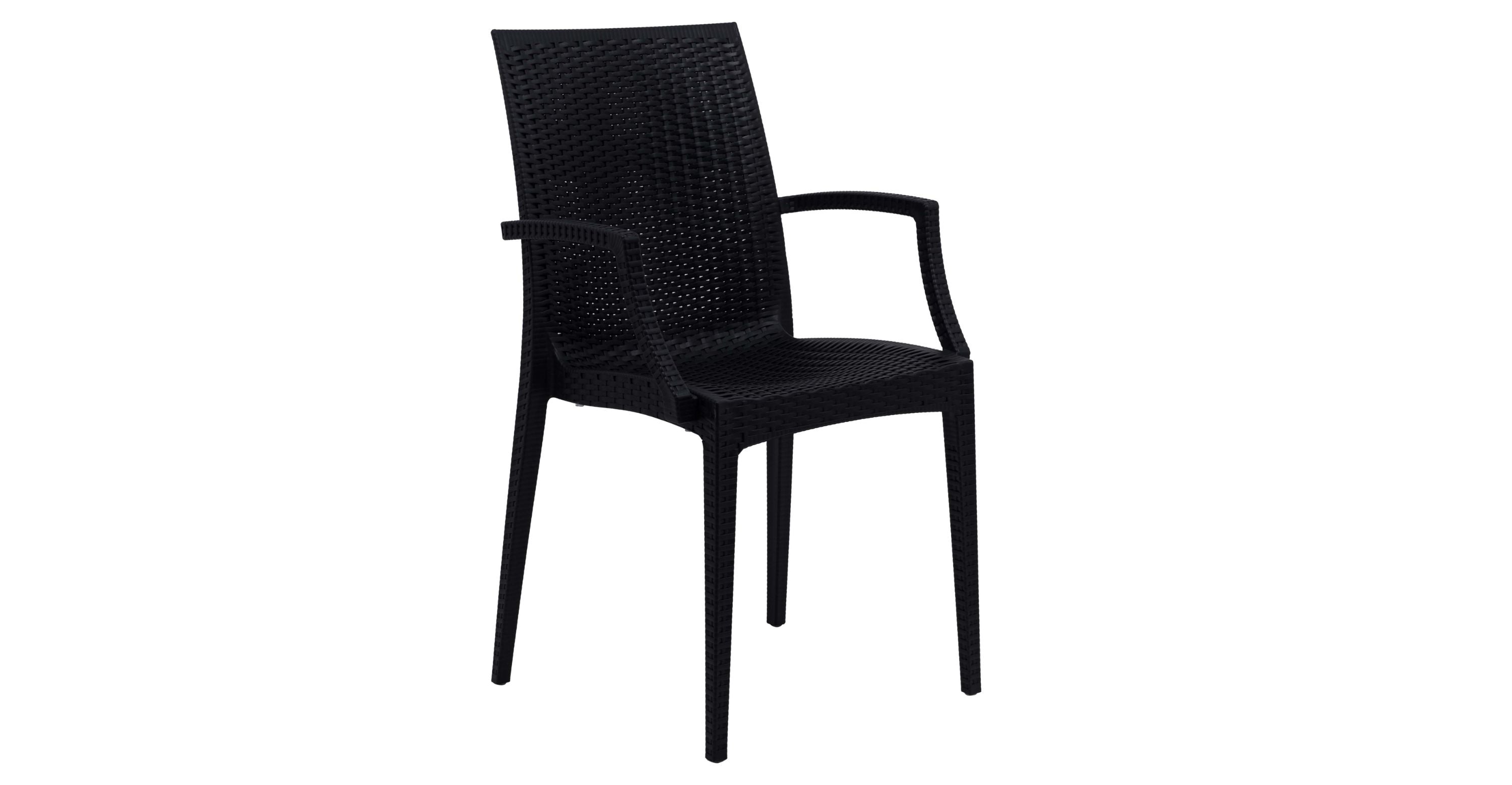 Mace Patio Outdoor Dining Armchair with Weave Design in Polypropylene Black