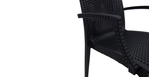 Mace Patio Outdoor Dining Armchair with Weave Design in Polypropylene Black