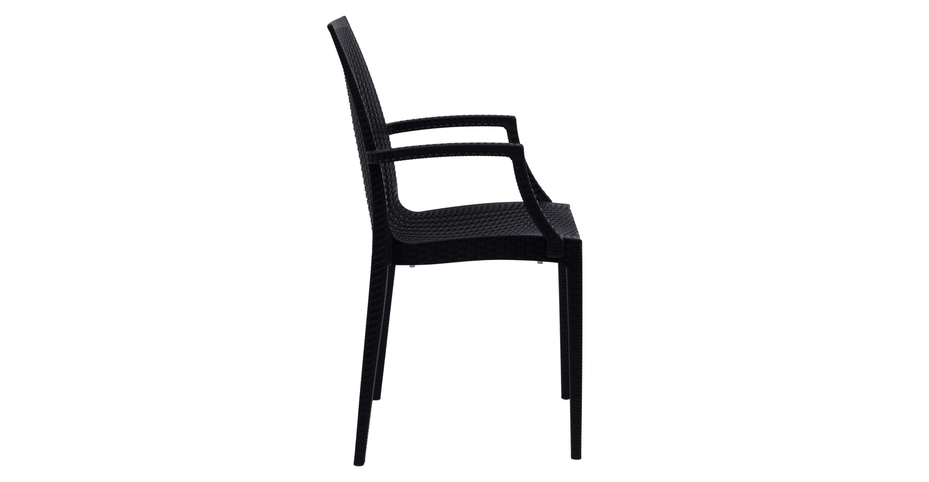 Mace Patio Outdoor Dining Armchair with Weave Design in Polypropylene Black