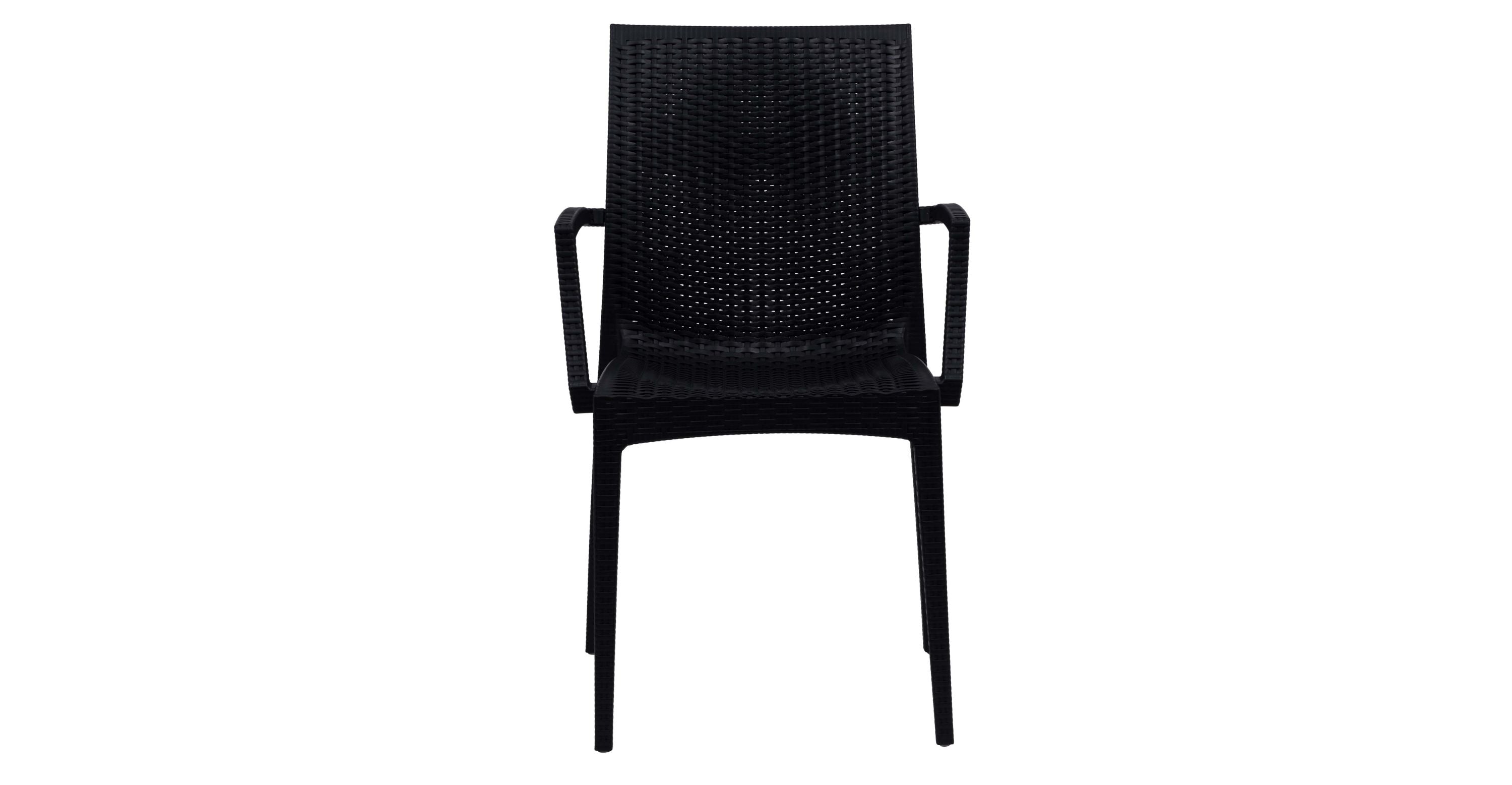 Mace Patio Outdoor Dining Armchair with Weave Design in Polypropylene Black