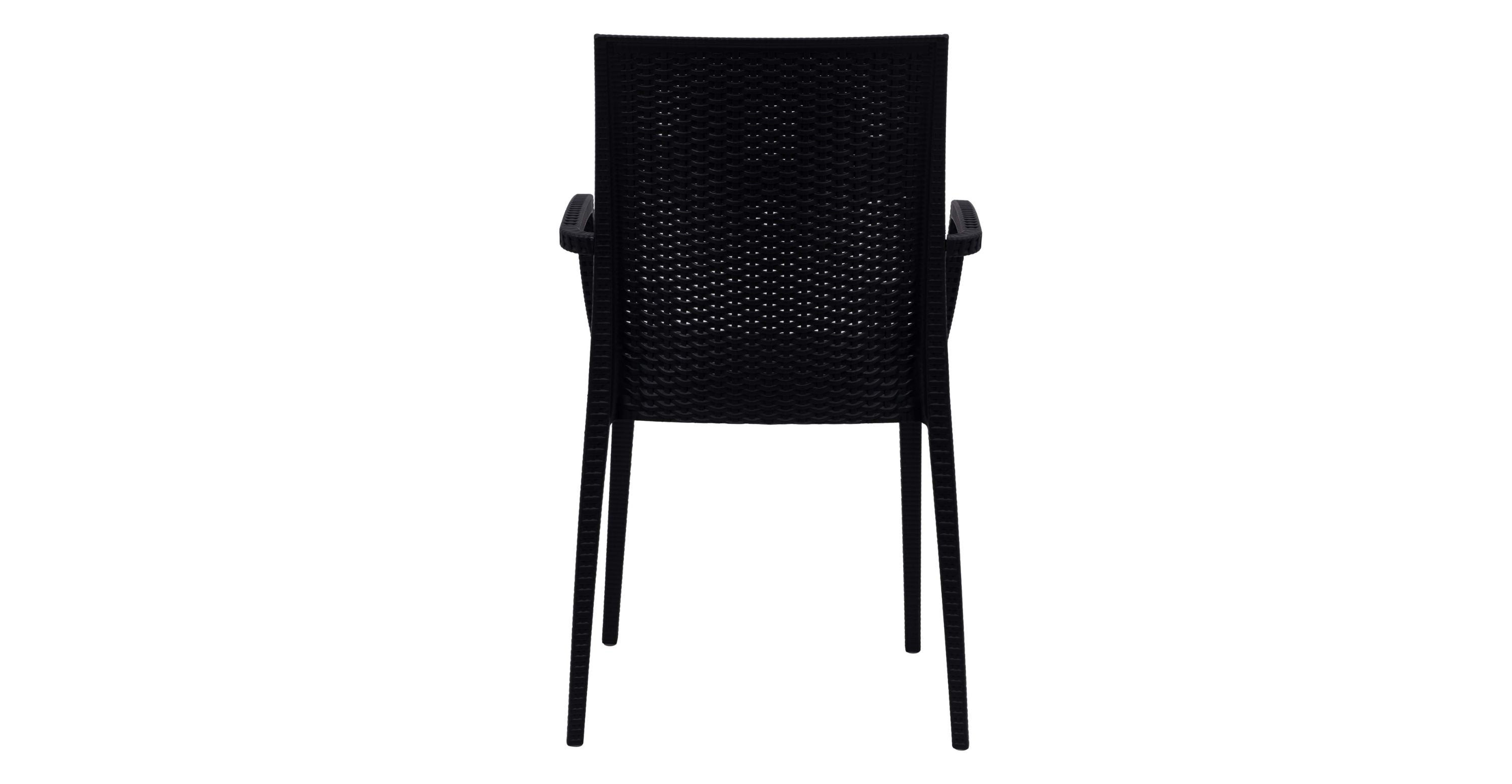 Mace Patio Outdoor Dining Armchair with Weave Design in Polypropylene Black