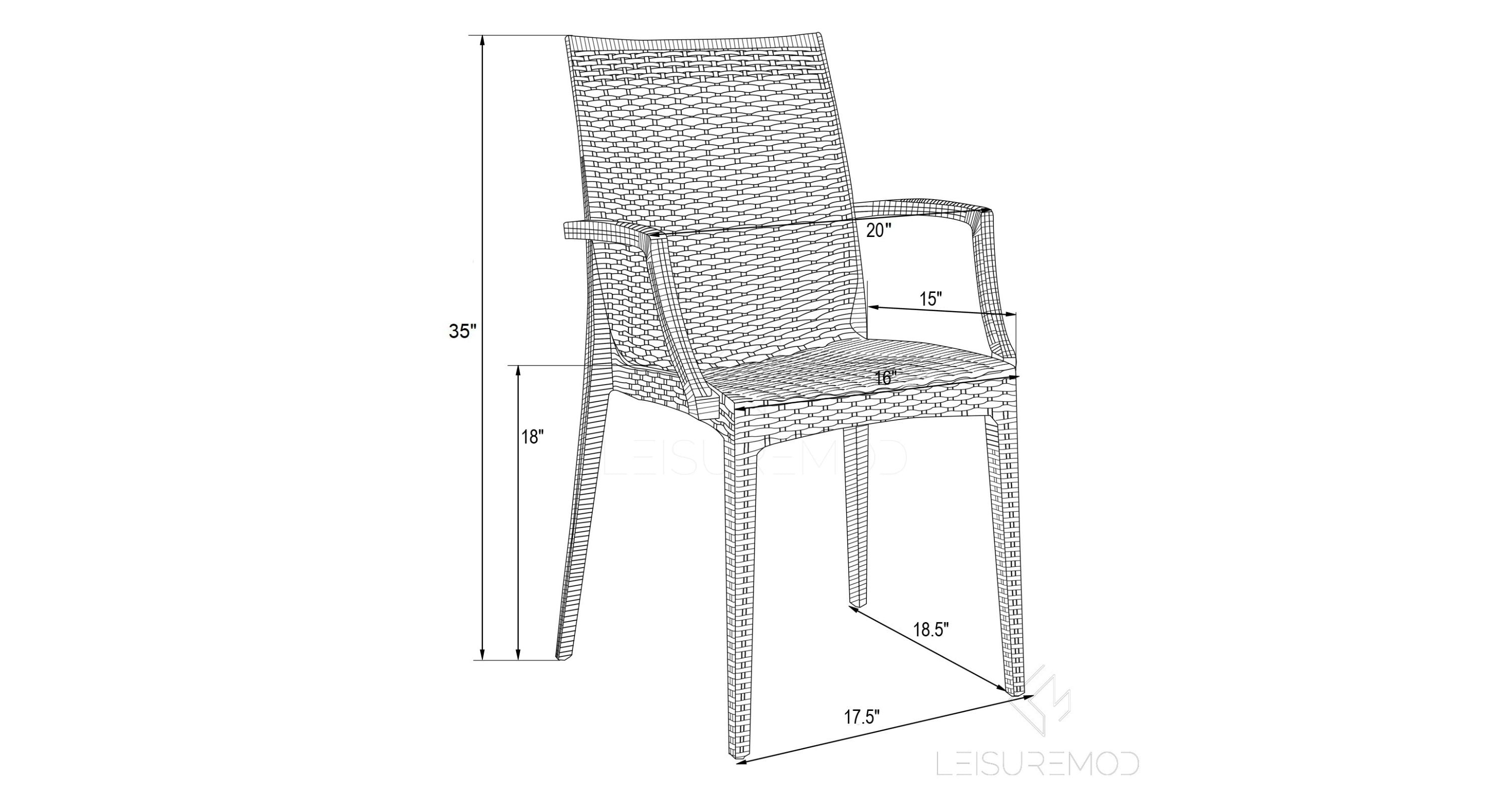 Mace Patio Outdoor Dining Armchair with Weave Design in Polypropylene Black