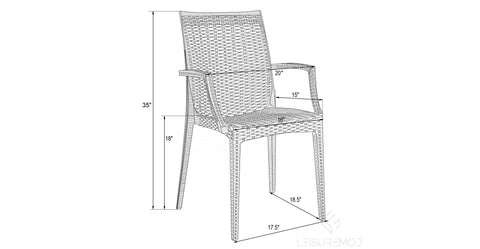 Mace Patio Outdoor Dining Armchair with Weave Design in Polypropylene Black