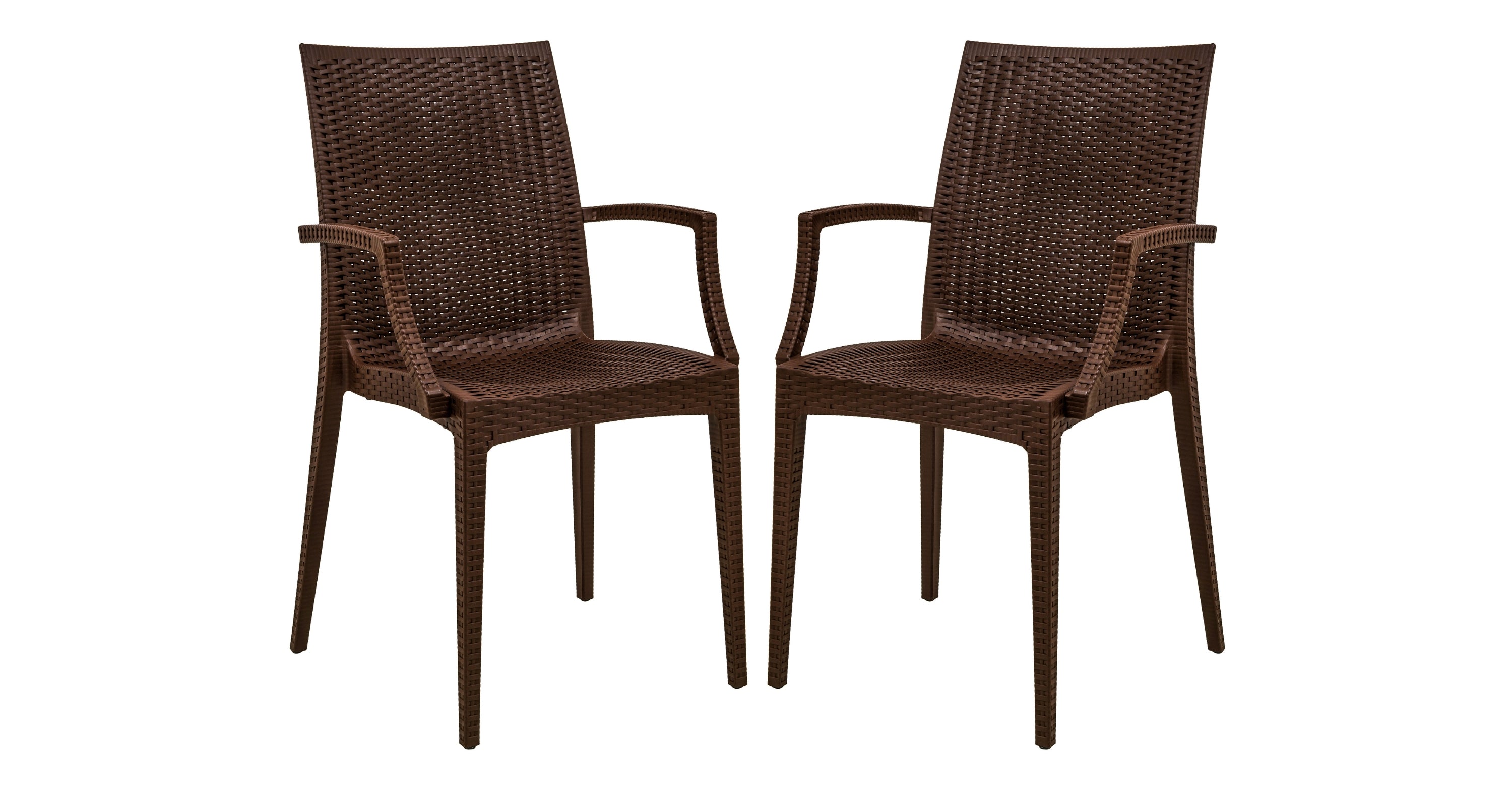 Mace Patio Outdoor Dining Armchair with Weave Design in Polypropylene Brown