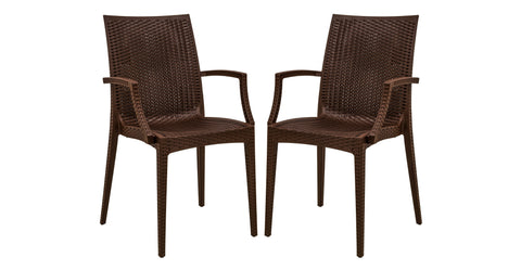 Mace Patio Outdoor Dining Armchair with Weave Design in Polypropylene Brown