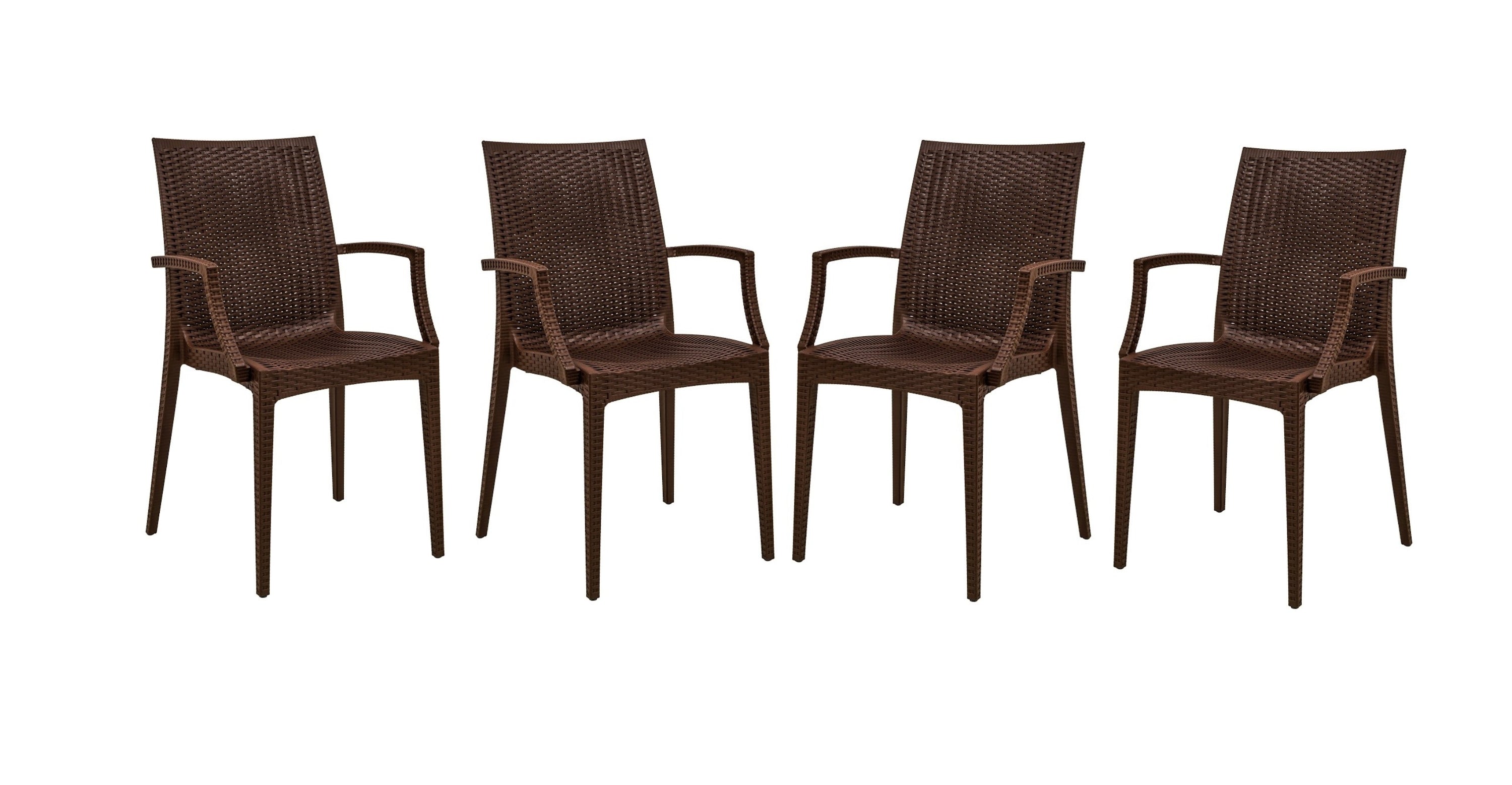 Mace Patio Outdoor Dining Armchair with Weave Design in Polypropylene Brown