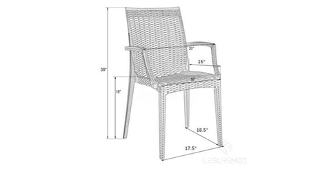 Mace Patio Outdoor Dining Armchair with Weave Design in Polypropylene Brown