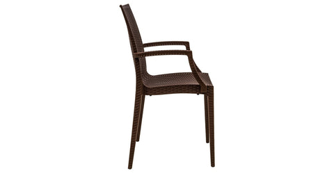 Mace Patio Outdoor Dining Armchair with Weave Design in Polypropylene Brown