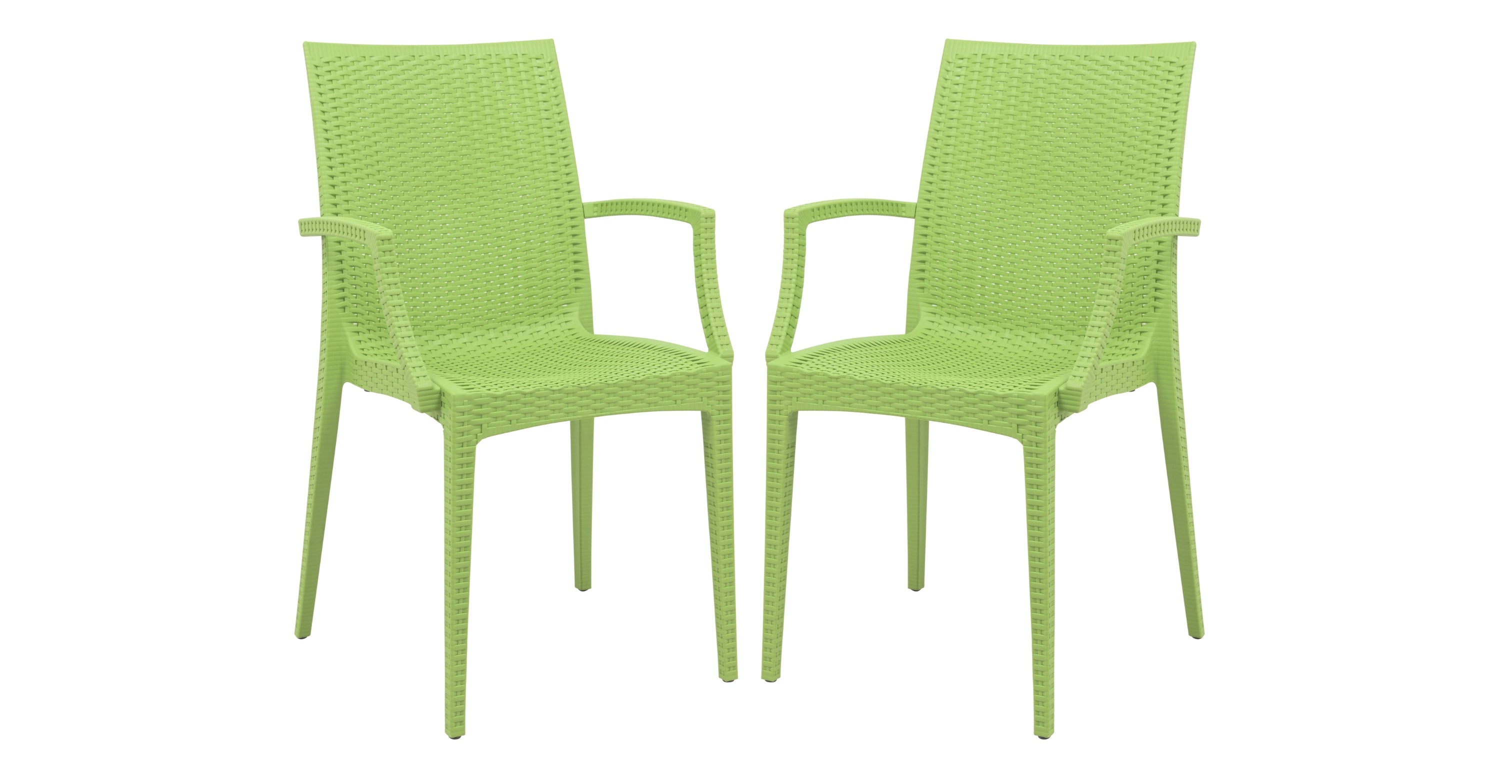 Mace Patio Outdoor Dining Armchair with Weave Design in Polypropylene Green