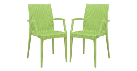 Mace Patio Outdoor Dining Armchair with Weave Design in Polypropylene Green