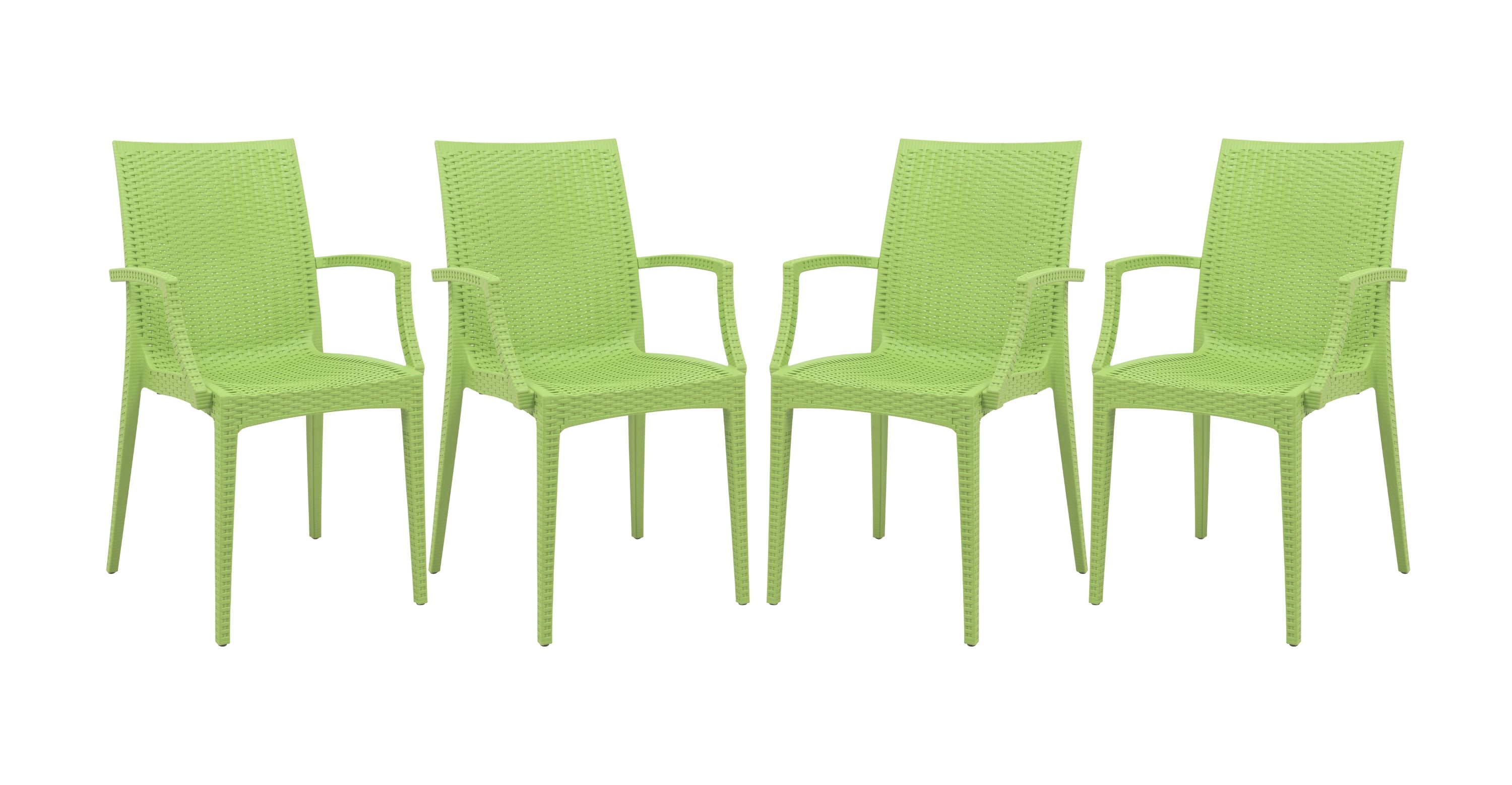 Mace Patio Outdoor Dining Armchair with Weave Design in Polypropylene Green