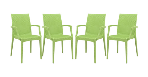 Mace Patio Outdoor Dining Armchair with Weave Design in Polypropylene Green