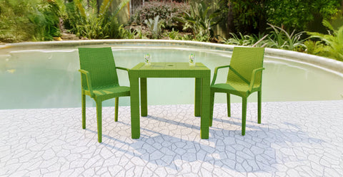 Mace Patio Outdoor Dining Armchair with Weave Design in Polypropylene Green