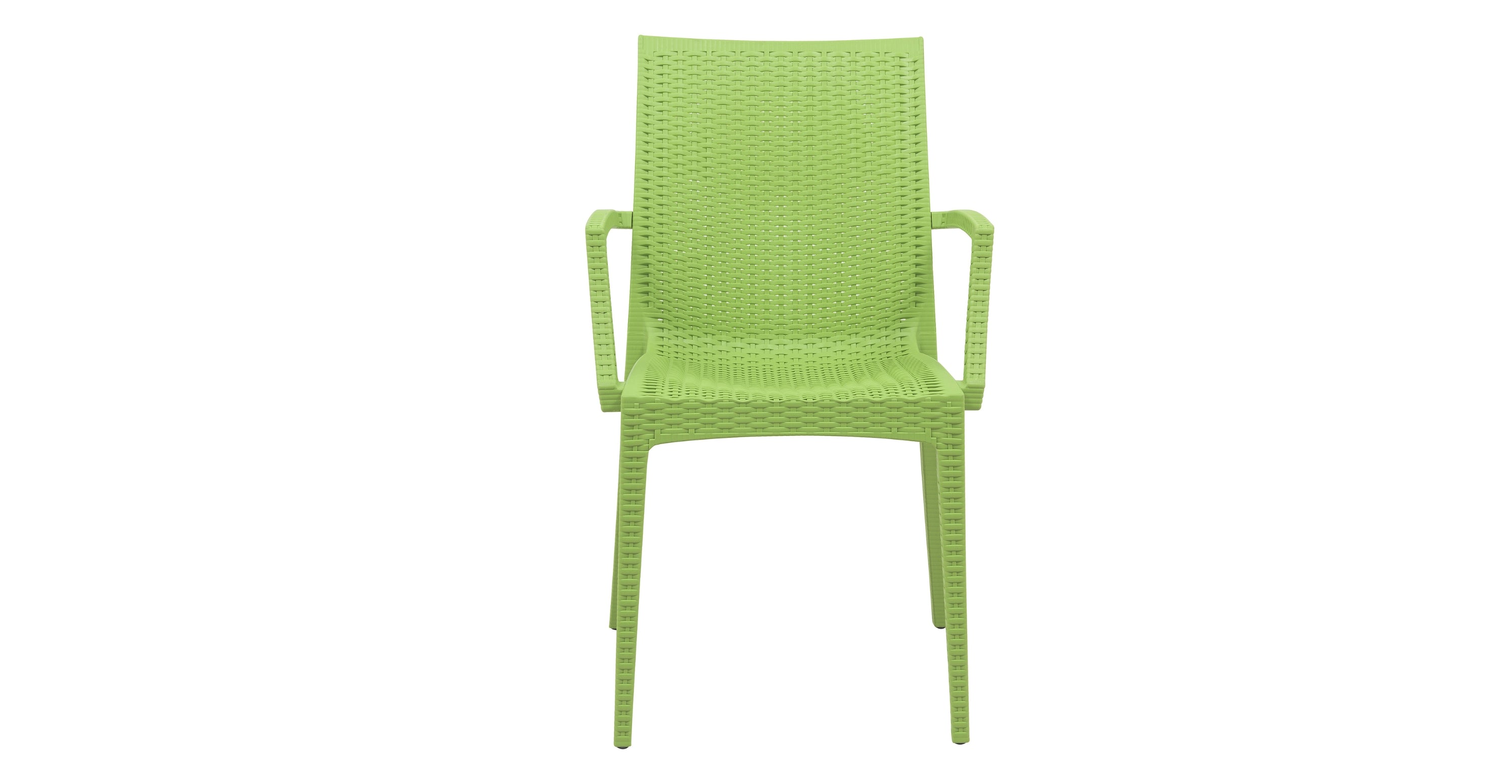 Mace Patio Outdoor Dining Armchair with Weave Design in Polypropylene Green