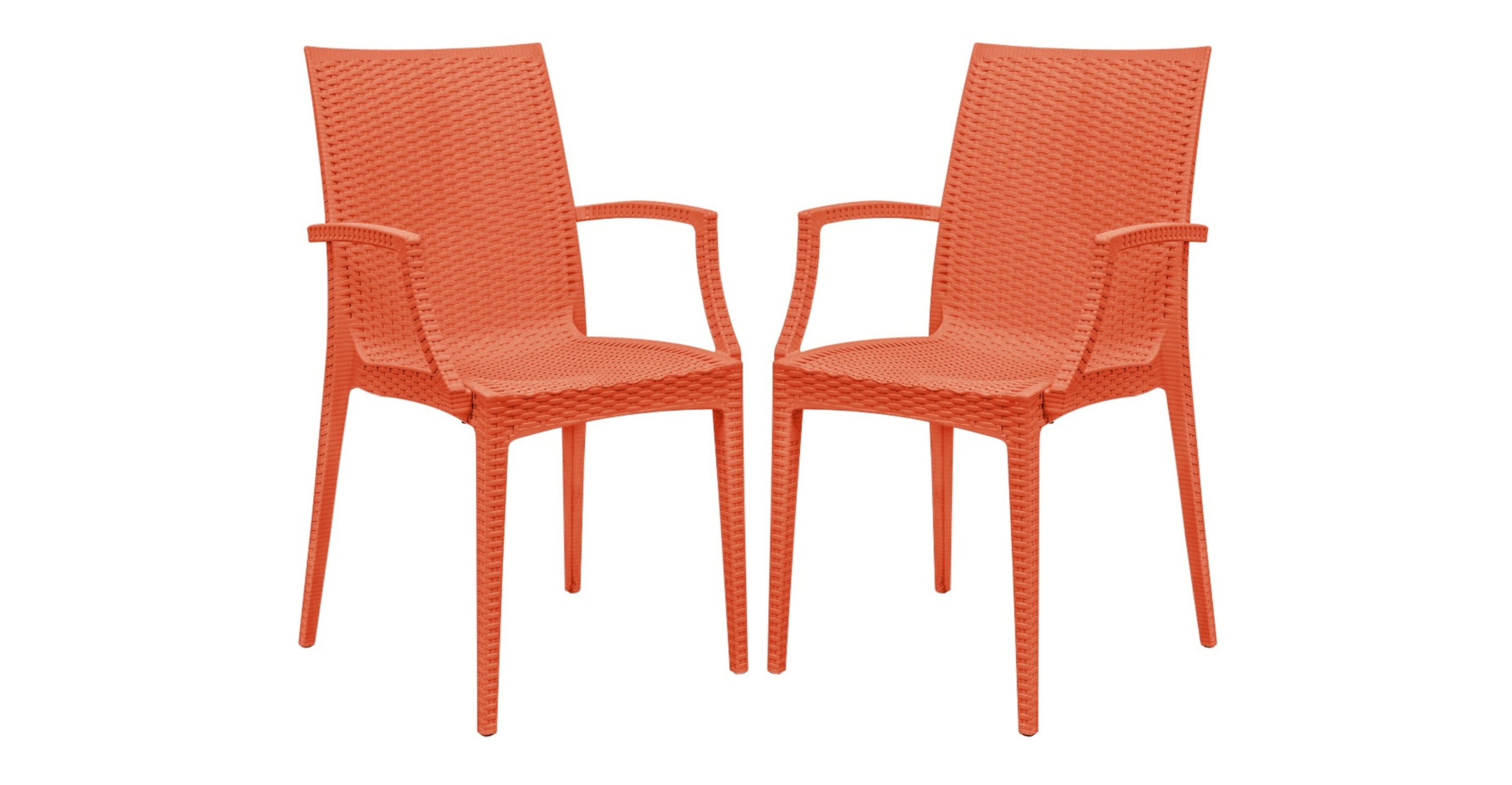 Mace Patio Outdoor Dining Armchair with Weave Design in Polypropylene Orange