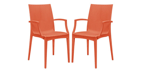 Mace Patio Outdoor Dining Armchair with Weave Design in Polypropylene Orange