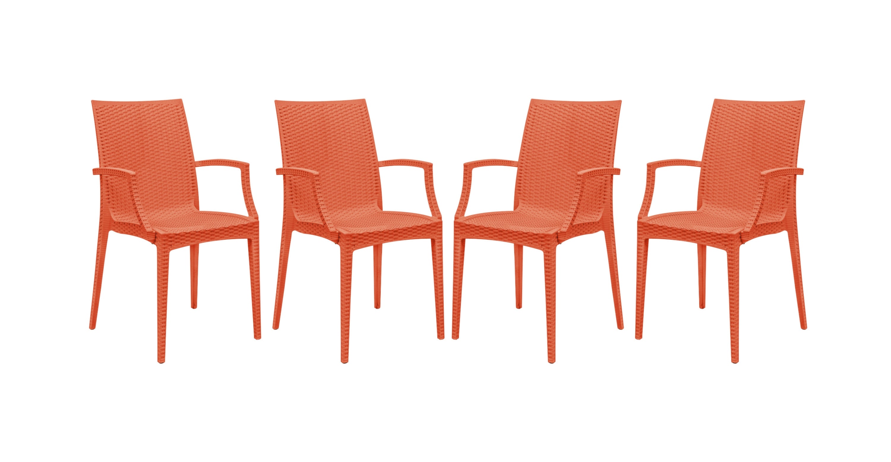 Mace Patio Outdoor Dining Armchair with Weave Design in Polypropylene Orange