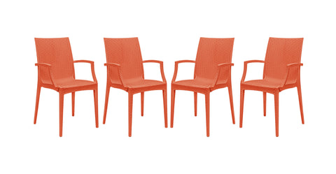 Mace Patio Outdoor Dining Armchair with Weave Design in Polypropylene Orange