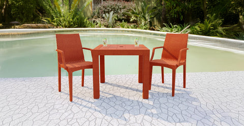 Mace Patio Outdoor Dining Armchair with Weave Design in Polypropylene Orange