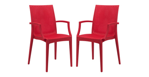 Mace Patio Outdoor Dining Armchair with Weave Design in Polypropylene Red