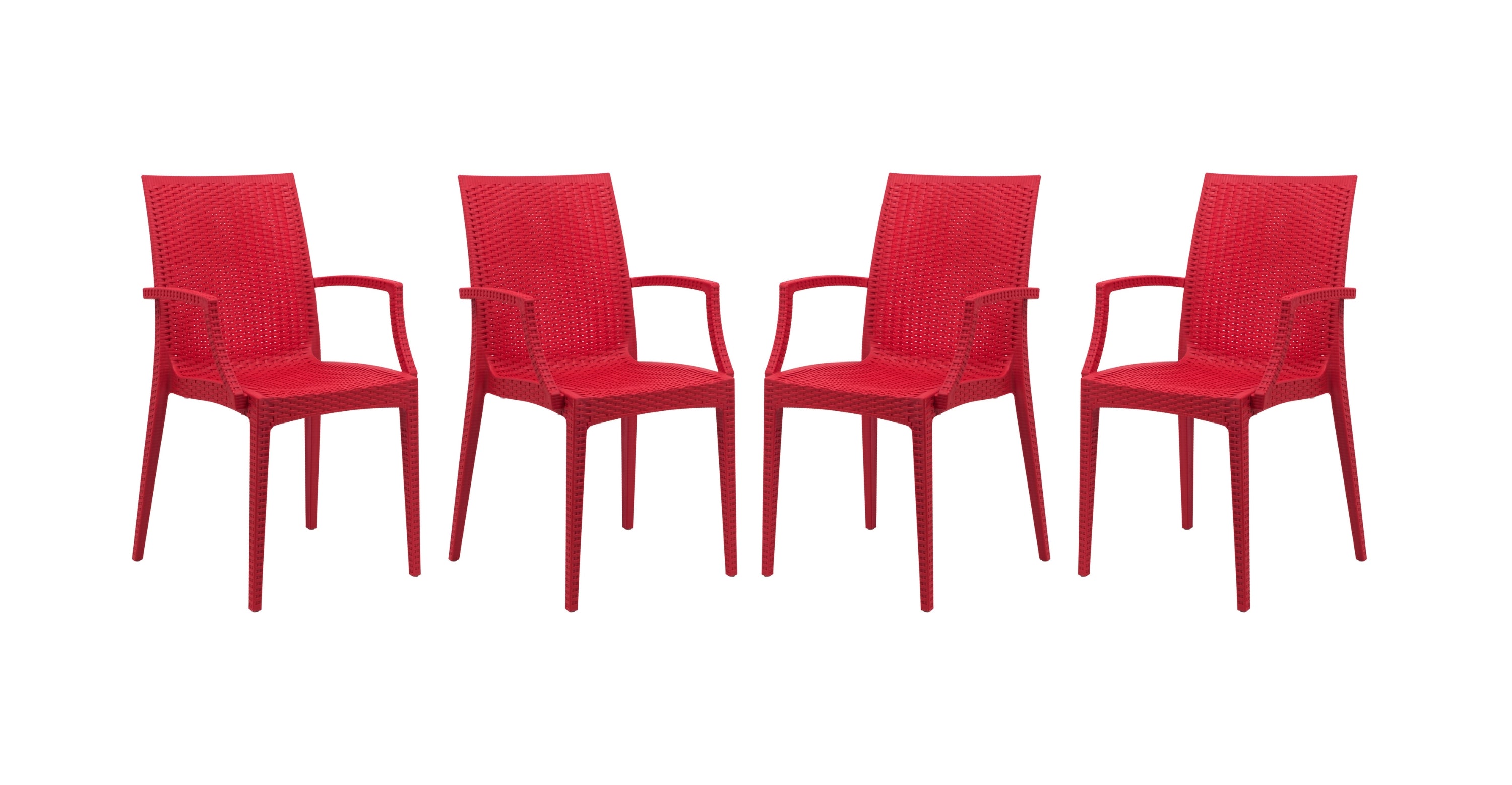 Mace Patio Outdoor Dining Armchair with Weave Design in Polypropylene Red