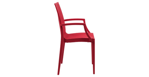 Mace Patio Outdoor Dining Armchair with Weave Design in Polypropylene Red