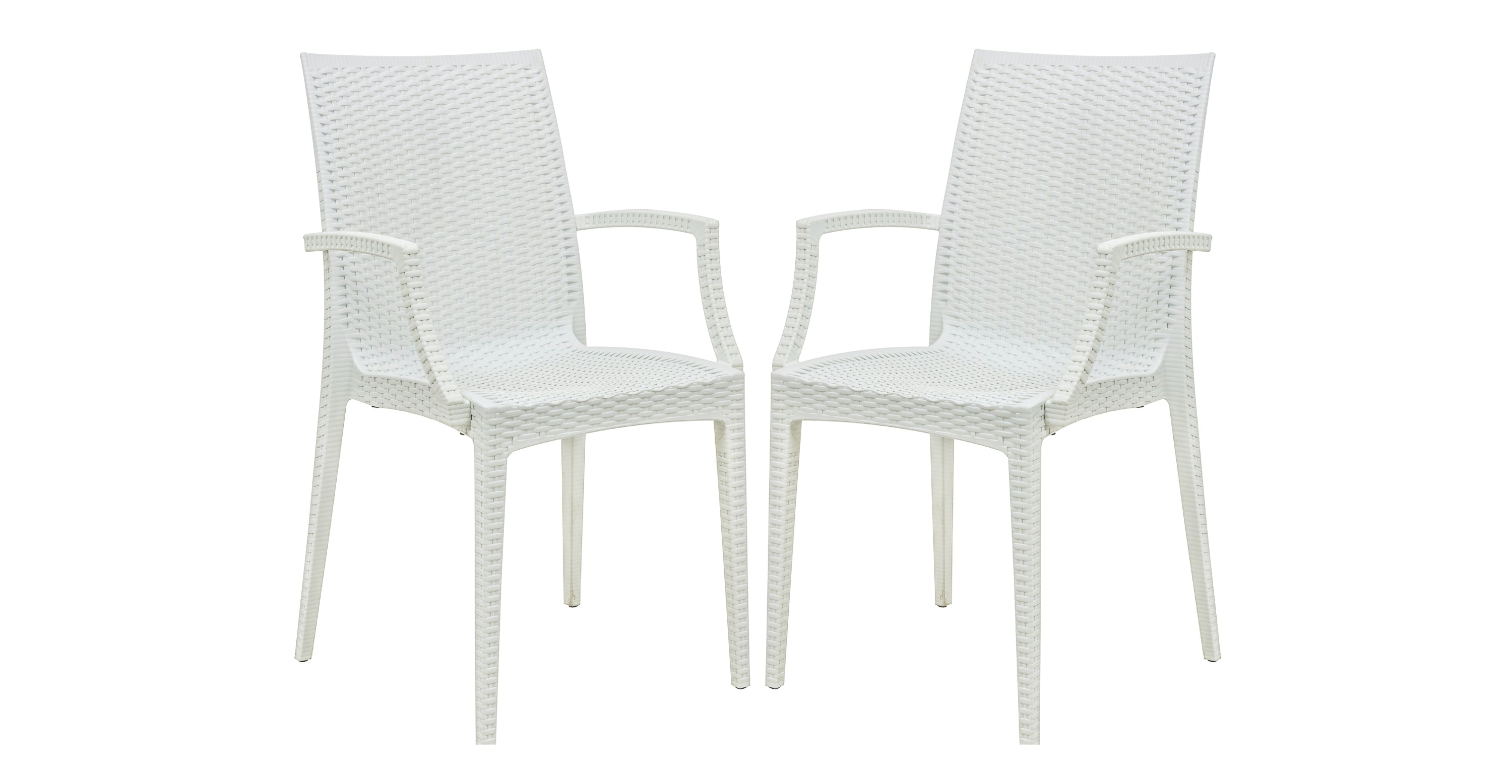 Mace Patio Outdoor Dining Armchair with Weave Design in Polypropylene White