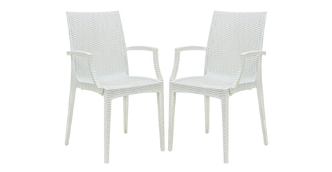 Mace Patio Outdoor Dining Armchair with Weave Design in Polypropylene White