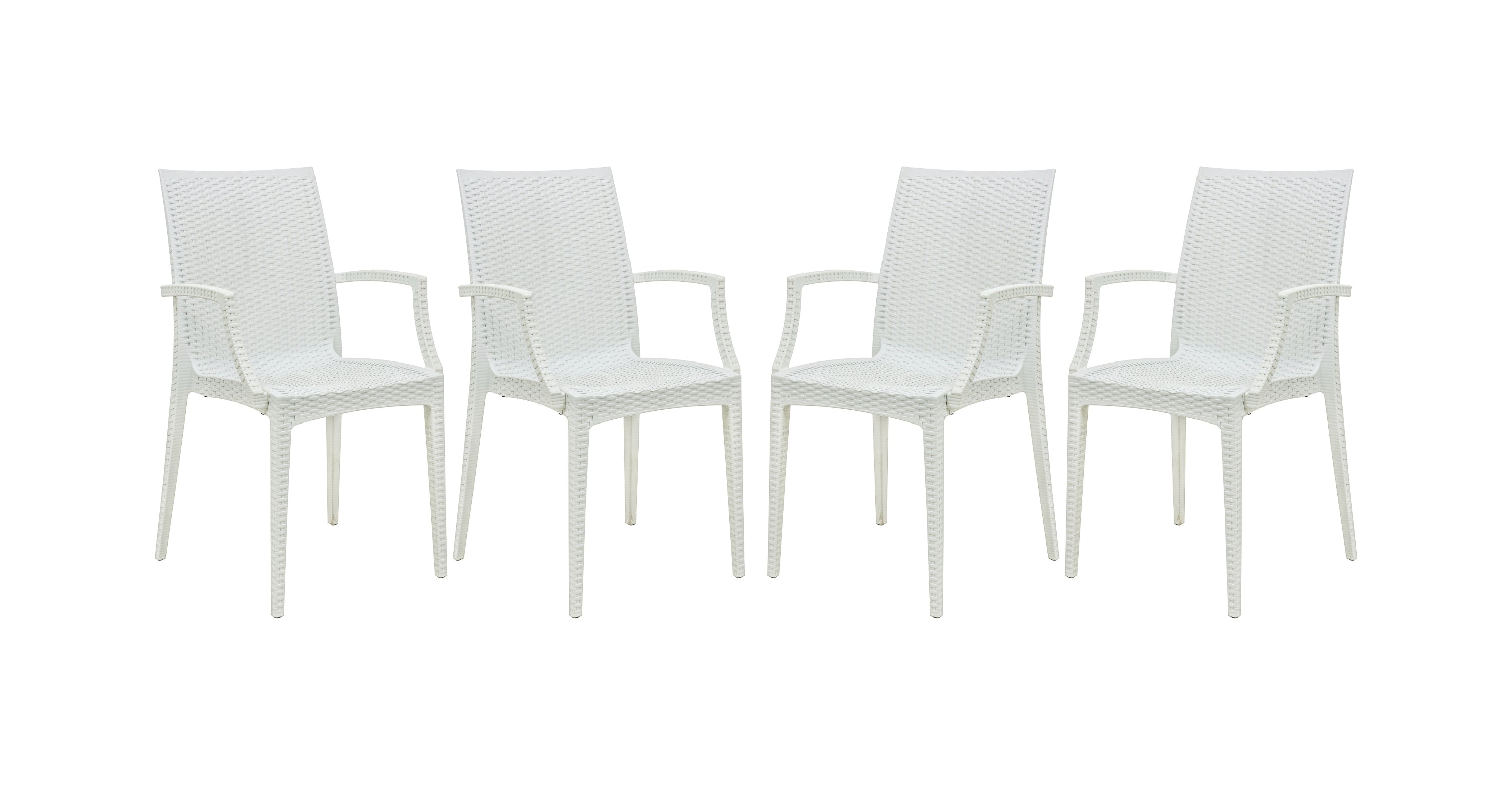 Mace Patio Outdoor Dining Armchair with Weave Design in Polypropylene White