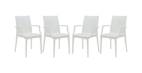 Mace Patio Outdoor Dining Armchair with Weave Design in Polypropylene White