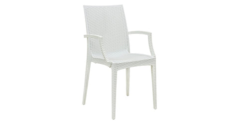 Mace Patio Outdoor Dining Armchair with Weave Design in Polypropylene White